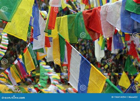 Buddhist Prayer Flags in Nepal Stock Photo - Image of everest, himalaya ...