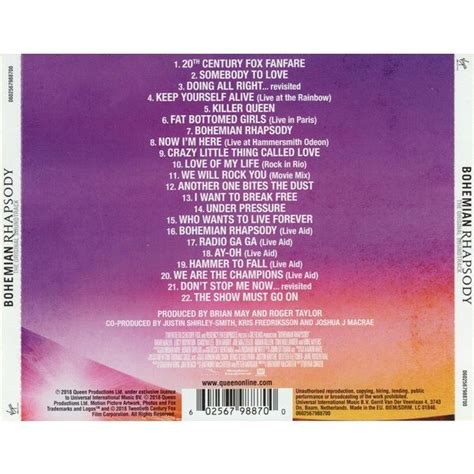 Bohemian Rhapsody The Original Soundtrack By Queen Cd With Galarog