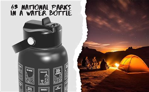 Amazon National Parks Water Bottle With Waterproof Stickers Wrap