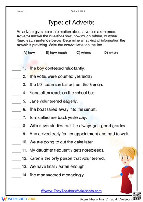 Kinds Of Adverbs Worksheet For Class Adverbworksheets Net The Best Porn Website