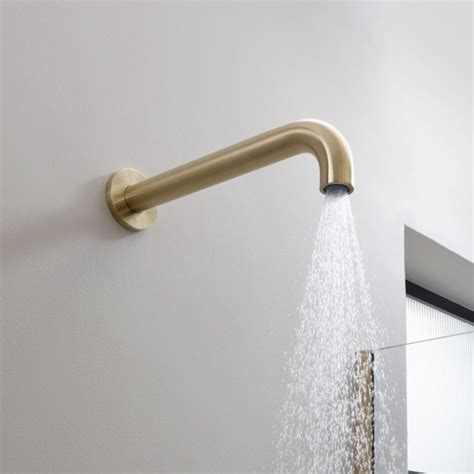 JTP Vos Brushed Brass Cylindrical Shower Head Sanctuary Bathrooms