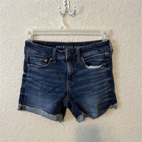 American Eagle Super Stretch Jean Shorts Womens Size 4 Dark Wash