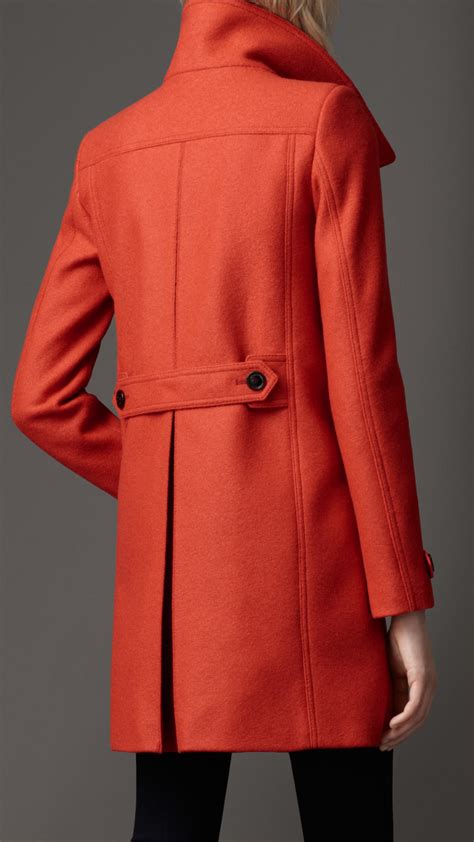 Burberry Wool A Line Coat In Red Lyst