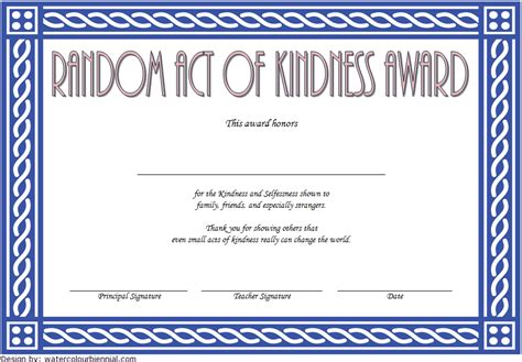 Kindness Award Certificate Printable - Printable Word Searches