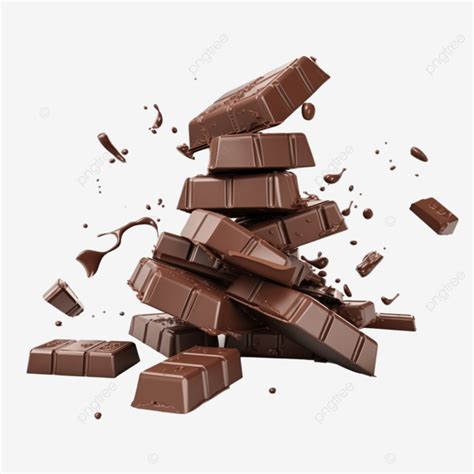 Trozos De Chocolate Cayendo Sobre Pilas De Chocolate Ilustraci N D Png