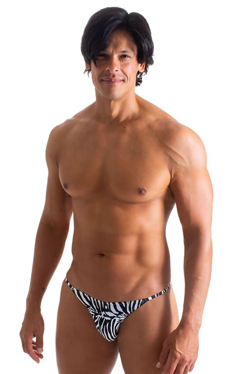 Mens Super Low Tiny Bikini Swimsuit In Mini Zebra Skinzwear