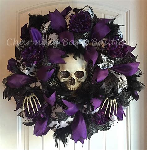 Halloween Wreath Light Up Halloween Wreath Skull Wreath Skeleton Wreath Scary Halloween