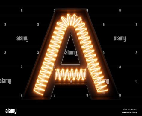 Light Bulb Glowing Letter Alphabet Character A Font Front View