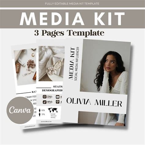 Media Kit Canva Template3 Pages Blogger Template Etsy