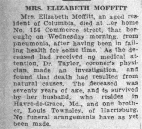 Obituary For Elizabeth Moffitt ™