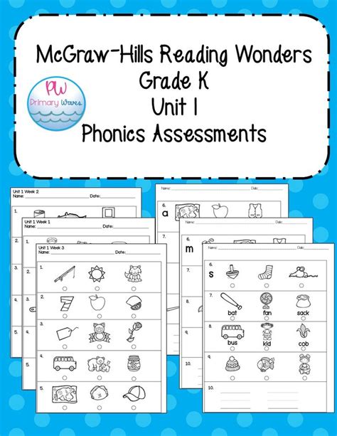 Wonders Reading Grade K Unit 1 Assessments Phonics Assessments Phonics Teacher Resources