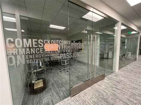 Etched Frosted Glass Graphics Promote Collaboration For Offices In