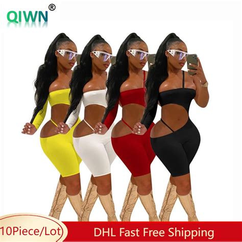 10pcs Bulk Items Wholesale Women Rompers Sexy Hollow Out Bodycon