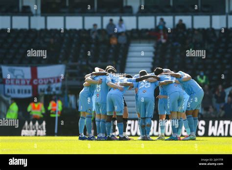 Coventry City Players In A Group Huddle Before The Sky Bet Championship