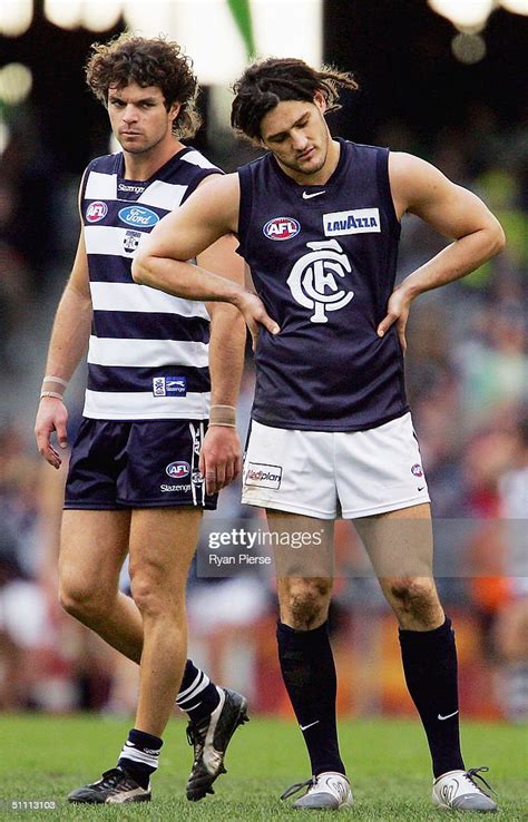 Brendan Fevola For The Blues Is Dejected While Matthew Scarlett For