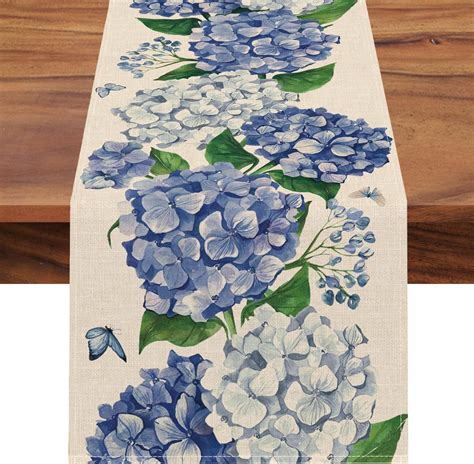 Amazon Anydesign Blue Floral Table Runner X Inch Forget Me