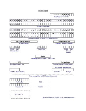 Fillable Online COVER SHEET A 1 9 9 9 1 0 0 6 5 SEC Registration Number