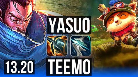 Yasuo Vs Teemo Mid Rank 5 Yasuo 4 1 8 2 1m Mastery 800 Games