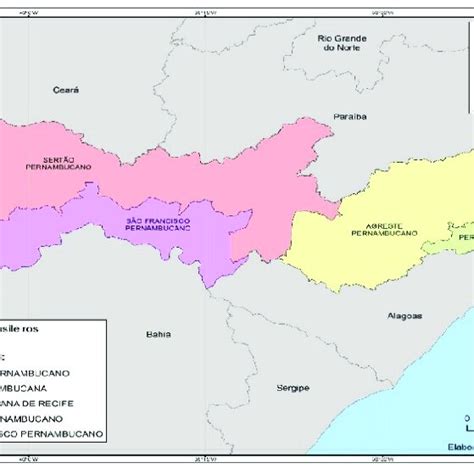 Mesorregiões Do Estado De Pernambuco Fonte Ibge 2012 Nota