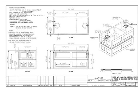 Concrete 5000 Imperial Gallon 2 Chamber Septic Tank Manco Septic