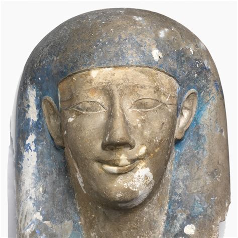 Plastered And Gilded Head Of A Sarcophagus