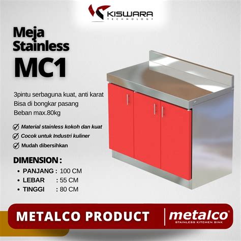 Jual Meja Stainless Steel Metalco Mc Merah Meja Dapur Shopee Indonesia