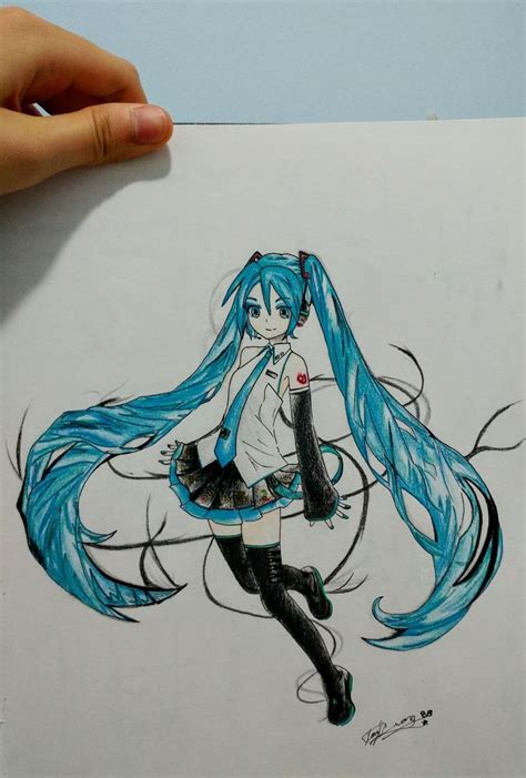 This Is An Old Drawing I Did Of Hatsune Miku I Used A Fine Tip Ink Pen