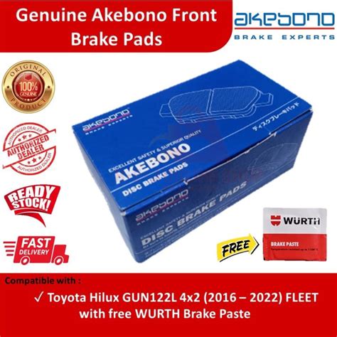 Genuine Akebono Front Brake Pads Toyota Hilux GUN122L 2016 2022