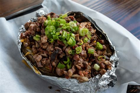 Brisket Baked Potato Food Rays Real Pit Bbq Shack Barbecue