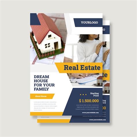 Free Vector Flat Design Real Estate Poster With Photo Ready To Print