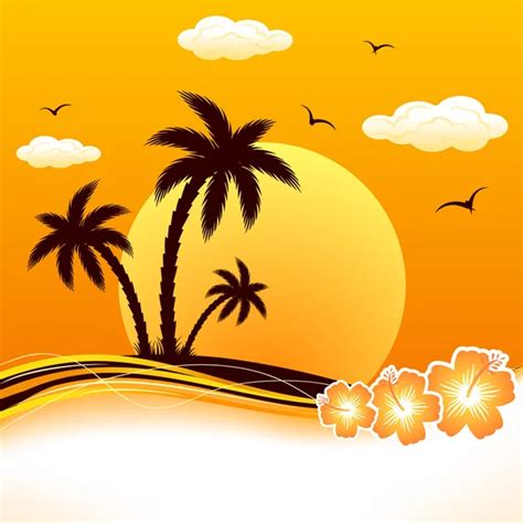 Tropical Sunset Stock Vector Binkski