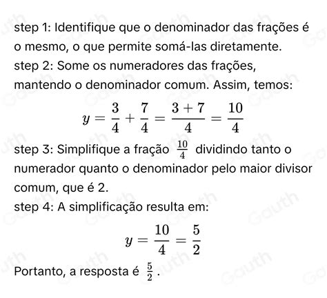 Solved Calcule as operações as frações 3 4 7 4 Math