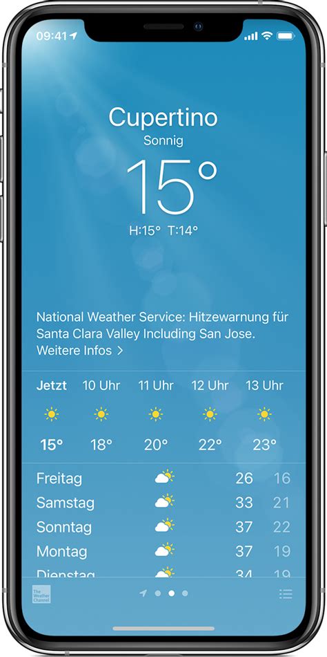 Verf Gbarkeit Von Funktionen In Der Wetter App Apple Support