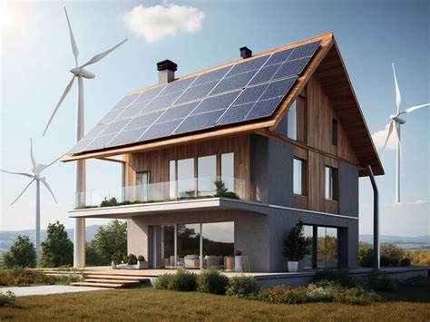 Premium Photo Modern Eco House With Solar Panels And Windmills To Use