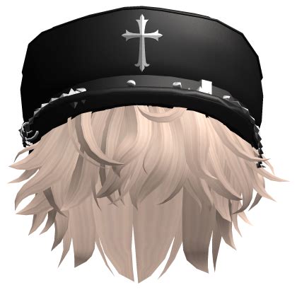 Platinum Blonde Messy Hair W Punk Cap Roblox