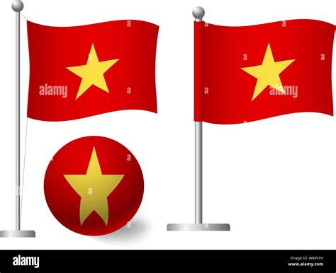 Vietnam Flag On Pole And Ball Metal Flagpole National Flag Of Vietnam