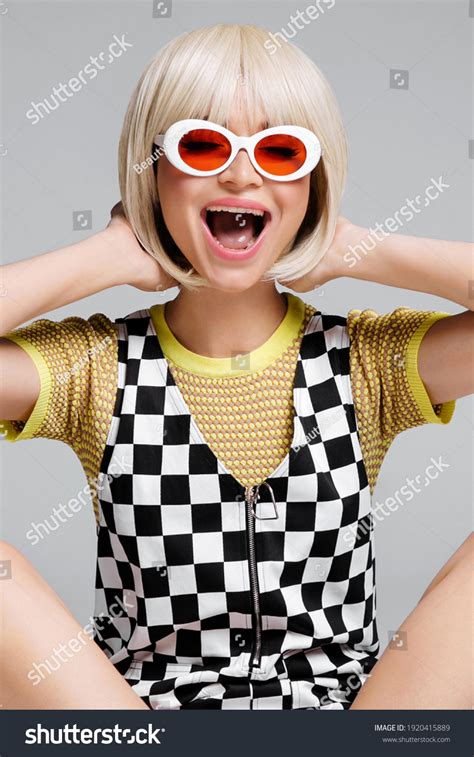 Happy Trendy Blonde Woman Mouth Open Stock Photo 1920415889 Shutterstock