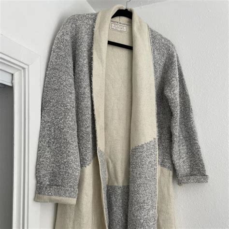 Women S Grey And Cream Cardigan Depop