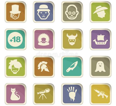 Genres of cinema icons set stock illustration. Illustration of ...