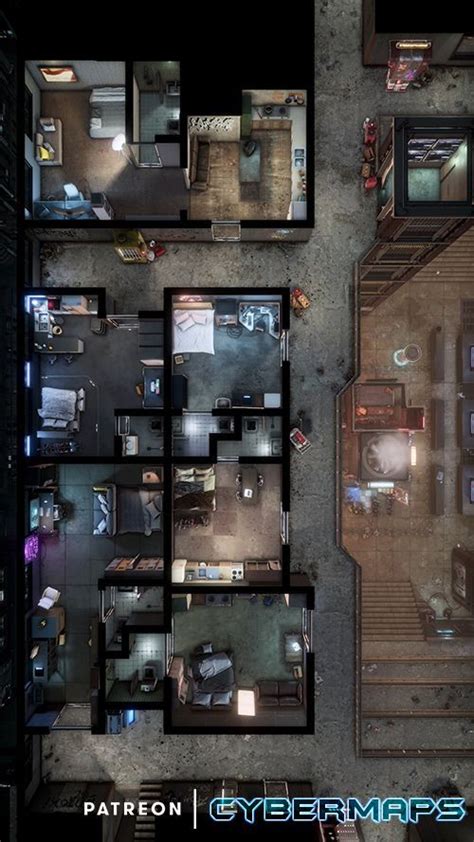 Get More From Cybermaps On Patreon Tabletop Rpg Maps Cyberpunk Rpg