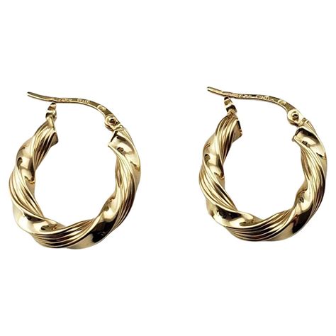 14 Karat Yellow Gold Twist Hoop Earrings 15576 For Sale At 1stdibs