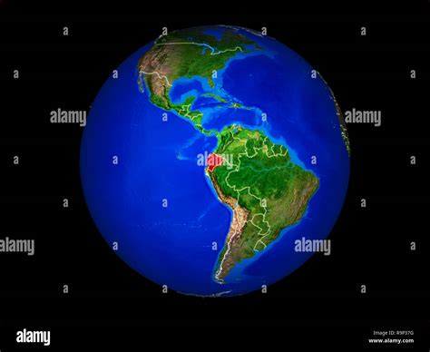 Ecuador On Planet Planet Earth With Country Borders Extremely Detailed