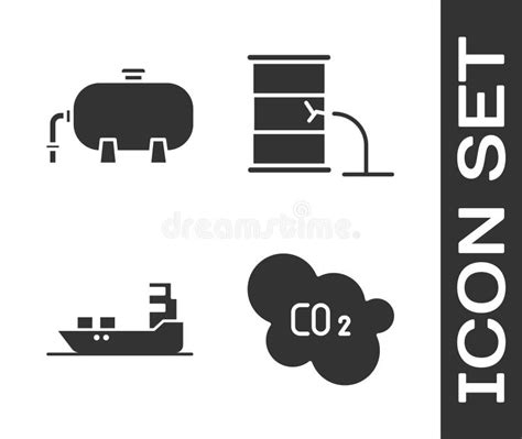 Set Co Emissions In Cloud Oil Industrial Factory Building Oil Tanker