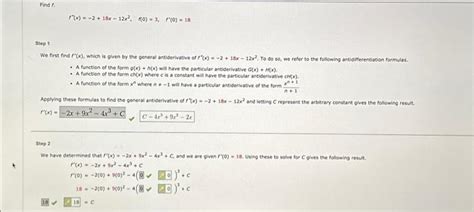 Solved Find F F′′ X −2 18x−12x2 F 0 3 R′ 0 18 Step 1 We