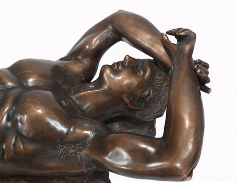 Bronze Male Nude Statue Reclining Figurine Classical Casting