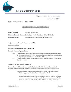 Fillable Online Board Membersbear Creek Special Utility District Fax