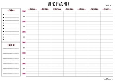 The Printable Weekly Planner Is Shown In Pink