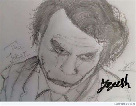 Pencil Sketch of The Joker - Desi Painters