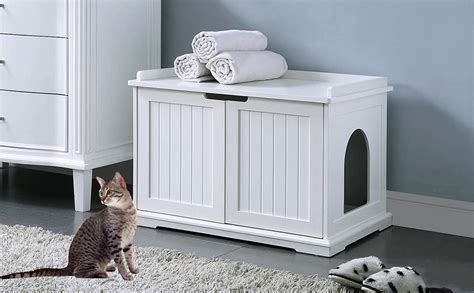 Unipaws Cat Litter Box Enclosure Litter Tray Cover Washroom Storage