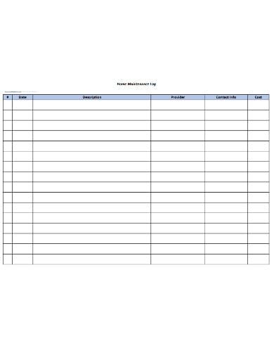 10+ Home Maintenance Log Templates PDF | DOC | Free & Premium Templates